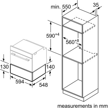 Bosch Serie Refrigerator 8, 14 cm, 20L Built-in Warming Drawer - BIC630NS1M, 1 Year Warranty