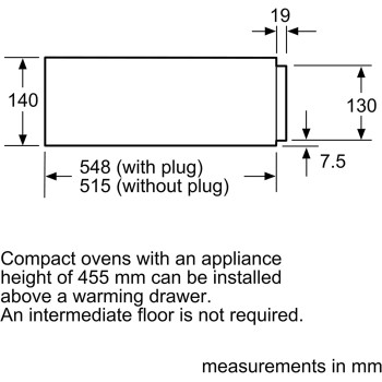 Bosch Serie Refrigerator 8, 14 cm, 20L Built-in Warming Drawer - BIC630NS1M, 1 Year Warranty