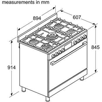 Bosch Series 8 Gas Range Cooker Stainless Steel HIZ5G7W50M, Min 1 year manufacturer warranty