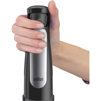 Braun Hand Blender Multiquick 7 1000W With 600Ml Bpa-Free Beaker, 1.5L Food Processor, Mq 7075X Black