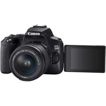 Canon Eos 250D Dslr Camera, With Efs 18 55 Dc Iii Lens 24.1 Mp, Aps C Sensor, 5 Fps, Vari Angle Touchscreen, 4K Movies, Wi Fi, Bluetooth, Black, 3454C003, 18-55 