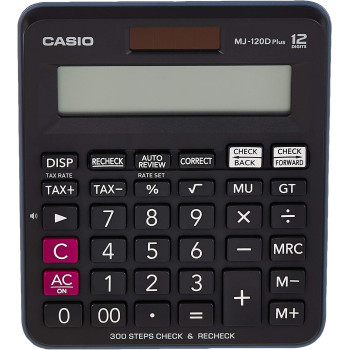 Casio MJ-120D Plus - BK, 300 Steps Check and Correct, Desktop Calculator with Tax & GT Keys
