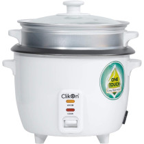 Clikon - 2.2 Litre Electric Rice Cooker/Food Steamer, Nonstick Basket/Measuring Cup & Spatula, Keep Warm Function, 900 Watts, White - CK2129-N
