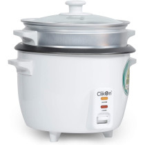 Clikon - 2.2 Litre Electric Rice Cooker/Food Steamer, Nonstick Basket/Measuring Cup & Spatula, Keep Warm Function, 900 Watts, White - CK2129-N