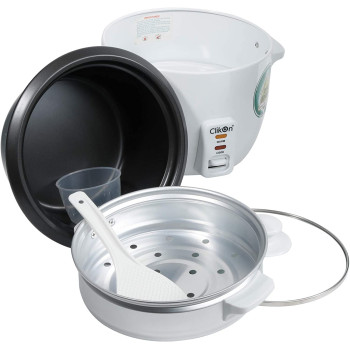 Clikon - 2.2 Litre Electric Rice Cooker/Food Steamer, Nonstick Basket/Measuring Cup & Spatula, Keep Warm Function, 900 Watts, White - CK2129-N