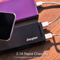 Energizer 10000 Mah Fast Charging Power Bank, Power Delivery, Qualcomm Quick Charge, Triple Outputs 2 Smart Usb And Type C, Dual Inputs Type C And Micro Usb, Black, Ue10052Pq_Bk