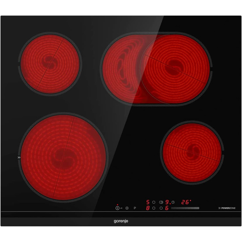 Gorenje 60 cm Built In Electric/Glass Ceramic Hob, Made In Solvenia, Black, Ecs648Bcsc, Min 1 year manufacturer warranty