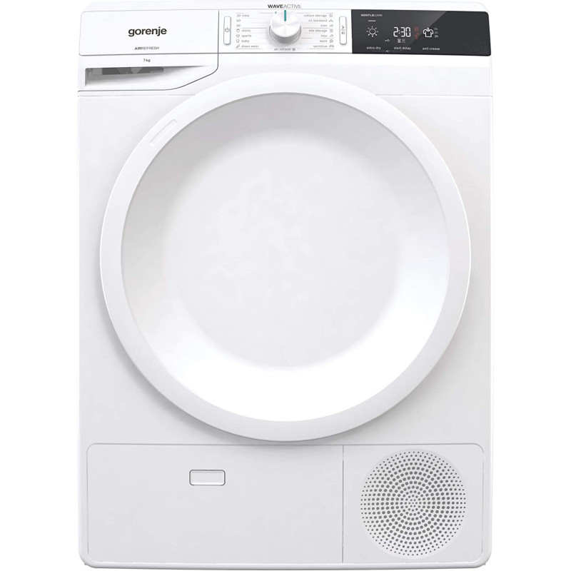 Gorenje De7B, 7 Kg Freestanding Condenser Tumble Dryer, 16 Programs, Sensor Drying And Anti Crease Function, Low Temperature Option, White, 1 Year Warranty