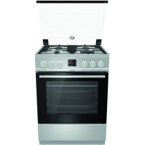 Gorenje Gi6320Xa, 60 cm Freestanding Gas Cooker, 64 Liters Multifunction Oven,Cast Iron Pan Support, Easy Cleaning With Aqua Clean Function, Stainless Steel, 1 Year Warranty