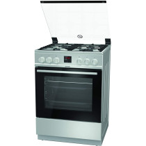 Gorenje Gi6320Xa, 60 cm Freestanding Gas Cooker, 64 Liters Multifunction Oven,Cast Iron Pan Support, Easy Cleaning With Aqua Clean Function, Stainless Steel, 1 Year Warranty