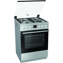 Gorenje Gi6320Xa, 60 cm Freestanding Gas Cooker, 64 Liters Multifunction Oven,Cast Iron Pan Support, Easy Cleaning With Aqua Clean Function, Stainless Steel, 1 Year Warranty