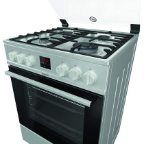 Gorenje Gi6320Xa, 60 cm Freestanding Gas Cooker, 64 Liters Multifunction Oven,Cast Iron Pan Support, Easy Cleaning With Aqua Clean Function, Stainless Steel, 1 Year Warranty