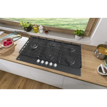 Gorenje GW951MB, 60 cm Built In Gas Hob, 5 Gas Burners, Cast Iron Pan Support, One Hand Ignition, Balck,1 Year Warranty