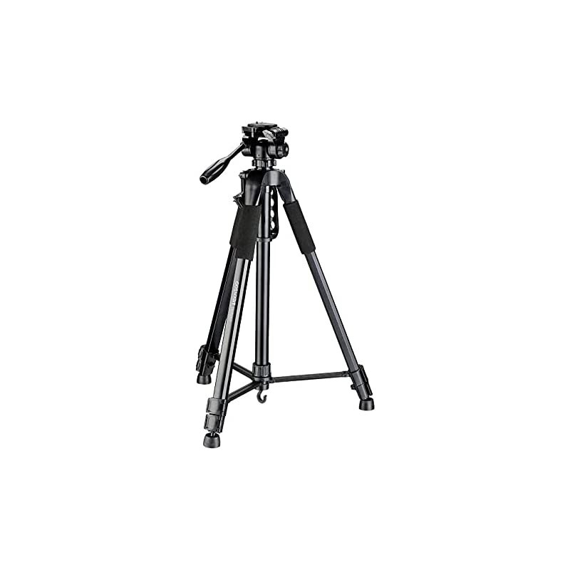 GOSMART TR682AN Portable Aluminum Professional 3-Way Pan/Tilt Head Tripod with Bag, For DSLR And Camcorder Camera, Black
