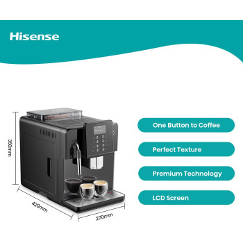 Hisense espresso coffee machine fully automatic HAUCMBK1S1, Black, 1 year warranty