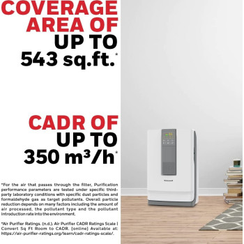 Honeywell Air Touch V4 Air Purifier With H13 Hepa Filter, Activated Carbon Filter And Anti-Bacterial Filter. UV-C Led And Ionizer That Helps To Kill Harmful Bacteria, White