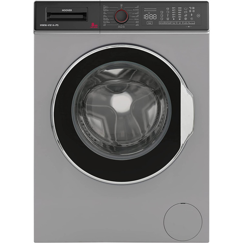 Hoover Washing Machine Front Load Fully Automatic, 8 Kg, Silver, Hwm-V814-PS, Min 1 year manufacturer warranty