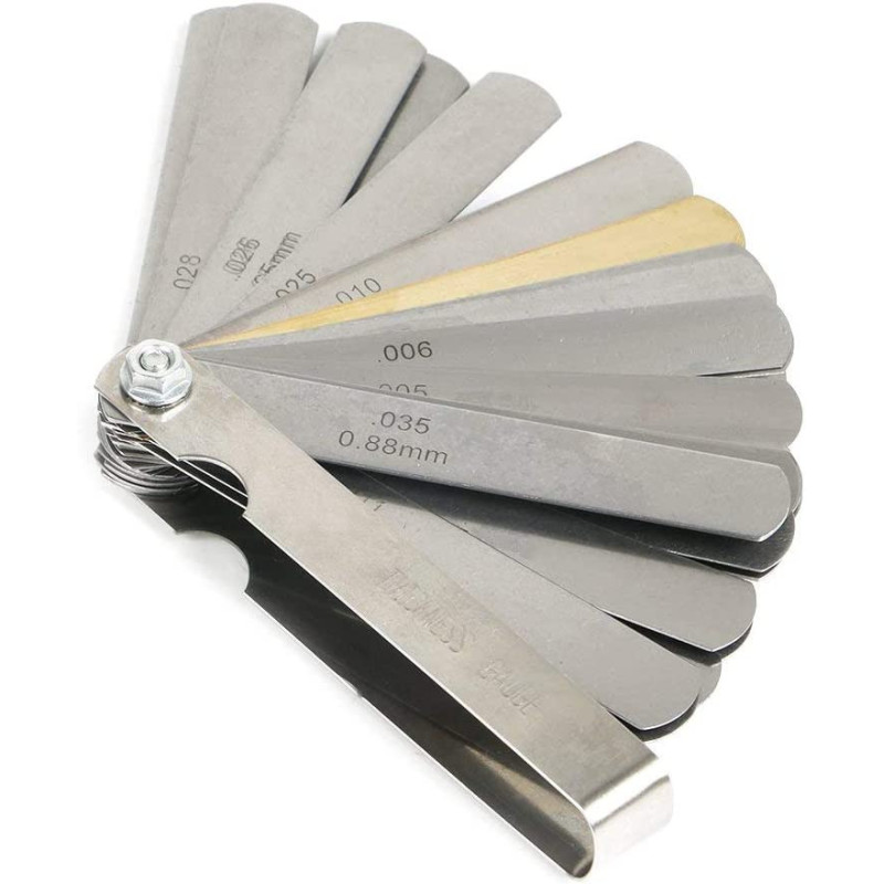 Fold-able 32-Piece Blade Master Feeler Gauge Set Stainless Steel Dual Marked Metric and Imperial Tool for Measuring Gap Width able