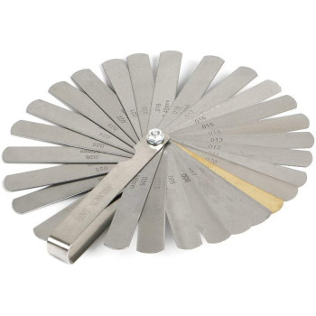 Fold-able 32-Piece Blade Master Feeler Gauge Set Stainless Steel Dual Marked Metric and Imperial Tool for Measuring Gap Width able