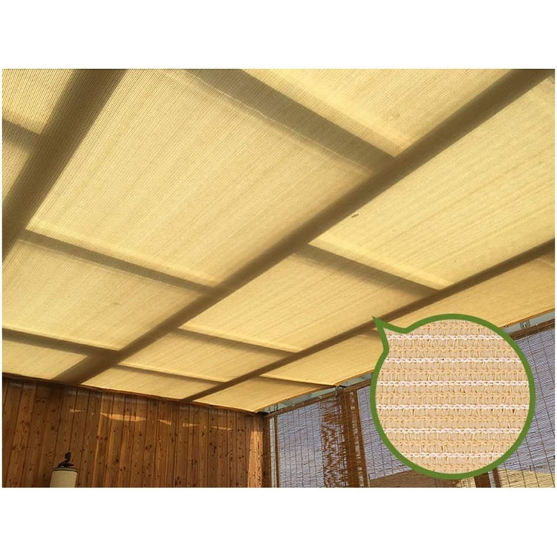 ZRY Sunscreen Fabric Sun Shade Cloth Sails, Shading Net Mesh Shade Sunshade Nets Garden Netting Cream Color Thicken Outdoor Balcony Patio Roof Insulation Net, Customizable