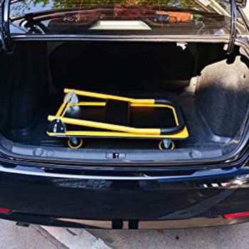 ZQY Mobile Platform Trolley Foldable Easy to Store Weight-bearing 330lb Universal Swivel Wheel Warehouse Flatbed Small Trailer Pull Cargo Truck Hand-drawn Four-wheeled Trolley