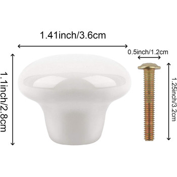 ZOENHOU 20 PCS White Ceramic Cabinet Knobs, Vintage Ceramic Round Door Knobs with 20 Original Screws (0.98 Inch), Pull Door Drawer Handles for Dresser Kitchen Cupboard Bathroom Locker Home Office