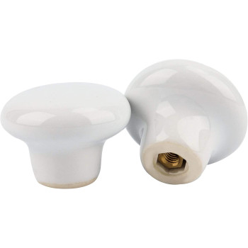 ZOENHOU 20 PCS White Ceramic Cabinet Knobs, Vintage Ceramic Round Door Knobs with 20 Original Screws (0.98 Inch), Pull Door Drawer Handles for Dresser Kitchen Cupboard Bathroom Locker Home Office
