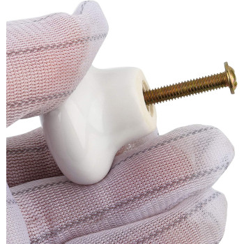 ZOENHOU 20 PCS White Ceramic Cabinet Knobs, Vintage Ceramic Round Door Knobs with 20 Original Screws (0.98 Inch), Pull Door Drawer Handles for Dresser Kitchen Cupboard Bathroom Locker Home Office