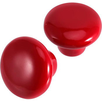 ZOENHOU 20 PCS Red Ceramic Cabinet Knobs, Vintage Ceramic Round Door Knobs with 20 Original Screws (1 Inch), Pull Door Drawer Handles for Dresser Kitchen Cupboard Bathroom Locker Home Office