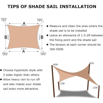 ZER ZertyIre Sun Shade Sail 9.8ft x 16.4ft, Polyester Rectangular Outdoor Courtyard Garden Waterproof and UV-Proof With 4 Tie Ropes Outdoor Patio Carport (3x5m)