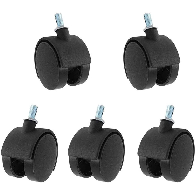 ZAMAX Swivel Caster Wheels, Office chair castors wheels 2 inch double wheel M8x15mm thread stem swivel castor 5 pcs casters