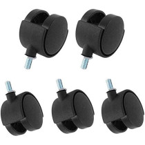 ZAMAX Swivel Caster Wheels, Office chair castors wheels 2 inch double wheel M8x15mm thread stem swivel castor 5 pcs casters