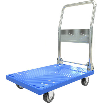 YZT QUEEN Folding Hand Truck Multifunctional Heavy Duty Platform Truck Sack Truck Foldable Warehouse Transport Trolley with Brake Wheels, Maximum Load 600KG,Blue,72 * 48cm