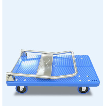 YZT QUEEN Folding Hand Truck Multifunctional Heavy Duty Platform Truck Sack Truck Foldable Warehouse Transport Trolley with Brake Wheels, Maximum Load 600KG,Blue,72 * 48cm