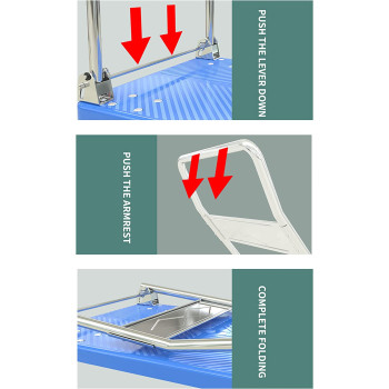 YZT QUEEN Folding Hand Truck Multifunctional Heavy Duty Platform Truck Sack Truck Foldable Warehouse Transport Trolley with Brake Wheels, Maximum Load 600KG,Blue,72 * 48cm