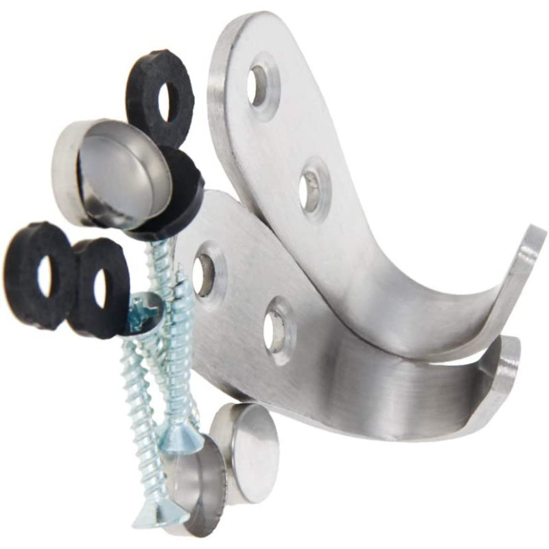 Yinpecly Stainless Steel Wall Mounted Hook Robe Hooks Single Clothes Hanger with Screws, for Bedrooms Bathrooms Closets Furniture Hardware Silver Tone 2pcs
