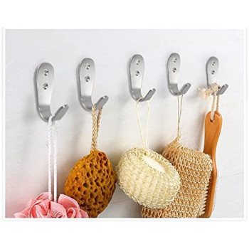 Yinpecly Stainless Steel Wall Mounted Hook Robe Hooks Single Clothes Hanger with Screws, for Bedrooms Bathrooms Closets Furniture Hardware Silver Tone 2pcs