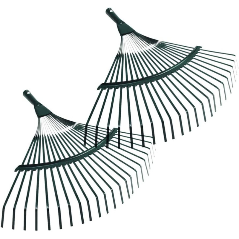 Yardwe 2pcs Garden Leaf Rake Carbon Steel 22-Teeth Poly Shrub Grass Rake With Wood Handle For Lawn Yard Quick Clean Up (Random Color)