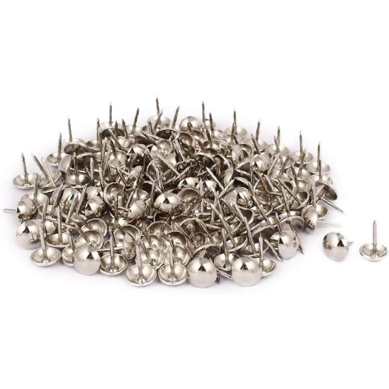 X-DREE 7/16" Dia Stainless Steel Round Top Upholstery Nail Thumb Tack Push Pin 200PCS