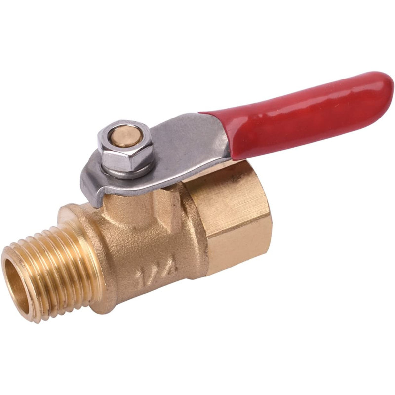 WYNNsky 1/4" Heavy Duty Air Compressor Brass Ball Valve Shut Off Switch, 1/4 Inch Male And Female NPT Thread Pipe Fitting