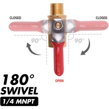 WYNNsky 1/4" Heavy Duty Air Compressor Brass Ball Valve Shut Off Switch, 1/4 Inch Male And Female NPT Thread Pipe Fitting