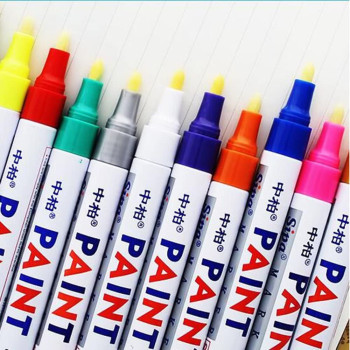 Walmeck Waterproof Pen Car Tyre Tire Tread Rubber Metal Permanent Paint Markers Graffiti Oily Marker Pen(White)