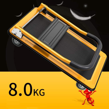 Folding Hand Cart Platform Trolley Heavy Duty Folding Hand Trucks Hand Folding Truck Cart With Mute Wheels, 100KG Load Capacity, 7 Colors, 2 Sizes (Color : Green)