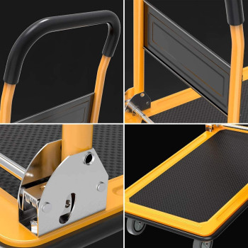 Folding Hand Cart Platform Trolley Heavy Duty Folding Hand Trucks Hand Folding Truck Cart With Mute Wheels, 100KG Load Capacity, 7 Colors, 2 Sizes (Color : Green)