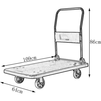 Folding Hand Cart Platform Trolley 500 Kg Capacity Platform Truck Multi-Functional Folding Barrow For Easy Transportation (Color : Blue, Size : 109X64X86CM)