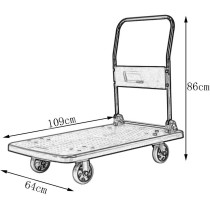 Folding Hand Cart Platform Trolley 500 Kg Capacity Platform Truck Multi-Functional Folding Barrow For Easy Transportation (Color : Blue, Size : 109X64X86CM)