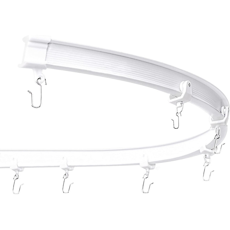 VRSS Flexible Bendable Straight Curved Curtain Track for L Shape U Shape Bay Windows Shower Curtains Room Divider DIY Mounting Accessories Include