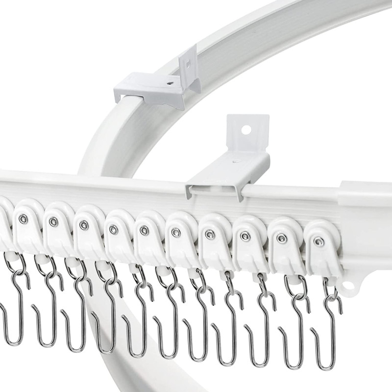 VRSS Flexible Bendable Curved Curtain Track, 5 Meters(16.4 ft) Side Wall Mounting for L Shape U Shape Bay Windows Shower Curtains Room Divider DIY