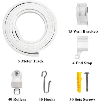 VRSS Flexible Bendable Curved Curtain Track, 5 Meters(16.4 ft) Side Wall Mounting for L Shape U Shape Bay Windows Shower Curtains Room Divider DIY