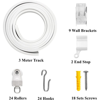 VRSS Flexible Bendable Curved Curtain Track, 3 Meters(9.8 ft) Side Wall Mounting for L Shape U Shape Bay Windows Shower Curtains Room Divider DIY